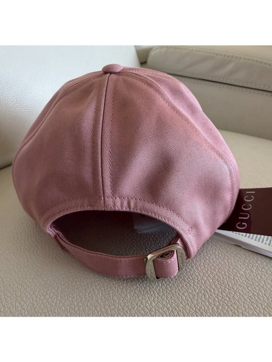 NWT GUCCI HAT BASEBALL CAP PINK COTTON w LOGO EMBROIDERY UNISEX sz M main image 8
